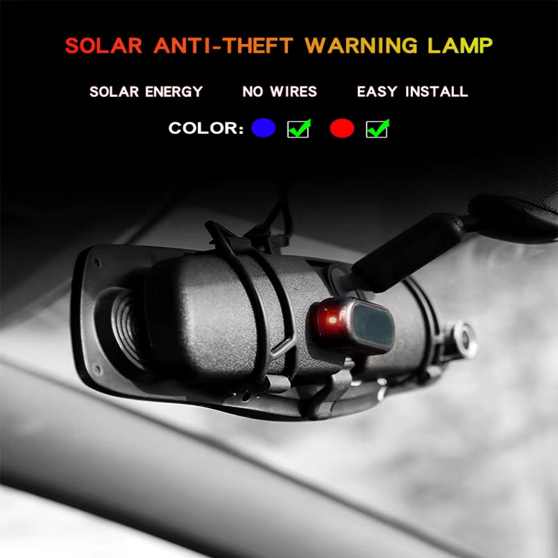 LED Solar-Powered Security Warning Light - Anti-Theft Flashing Alarm System for Vehicles